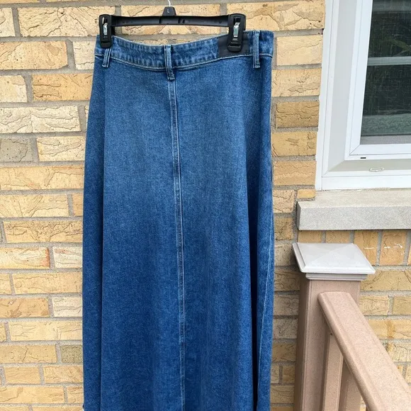 Paige Maren Button Front Denim Keiko Midi Maxi Jean Skirt Sz 28