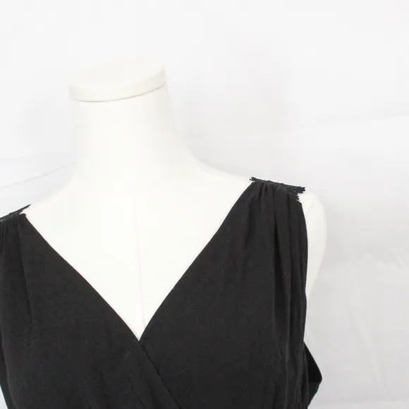 Paige Riviera Lace-Strap Midi Dress Tiered Skirt in Black Medium