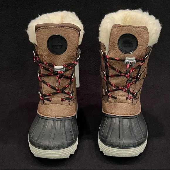 Pajar Marcel Brown Waterproof Faux Fur Winter Snow Boots Boys 1 NEW