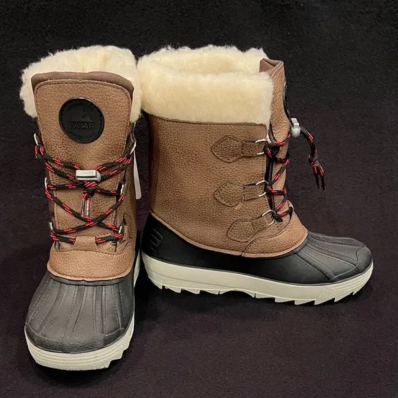 Pajar Marcel Brown Waterproof Faux Fur Winter Snow Boots Boys 1 NEW