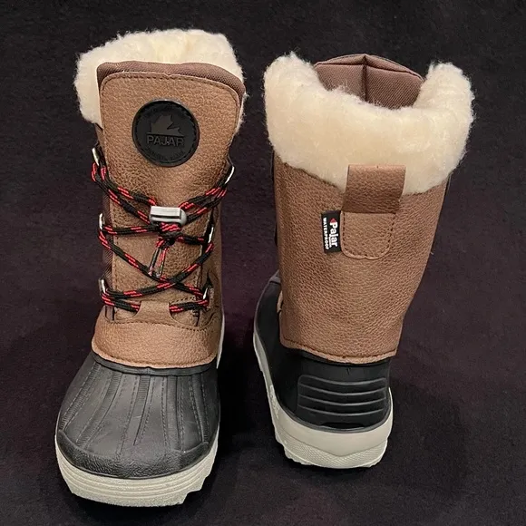 Pajar Marcel Brown Waterproof Faux Fur Winter Snow Boots Boys 1 NEW