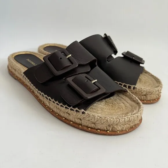 Paloma Barceló Size 38 US 7.5 Brown All Leather Espadrille Flats Spain
