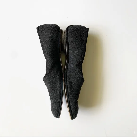 Pancaldi Black Wool Square Toe Slip On Loafers