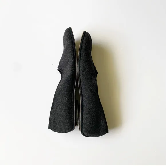 Pancaldi Black Wool Square Toe Slip On Loafers