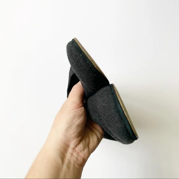 Pancaldi Black Wool Square Toe Slip On Loafers