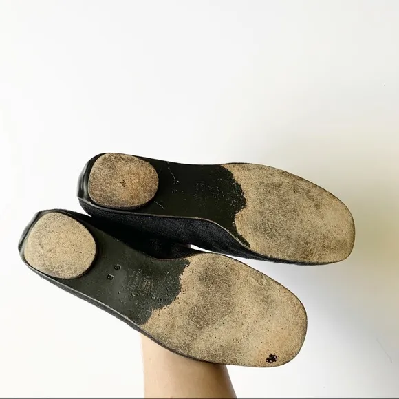 Pancaldi Black Wool Square Toe Slip On Loafers
