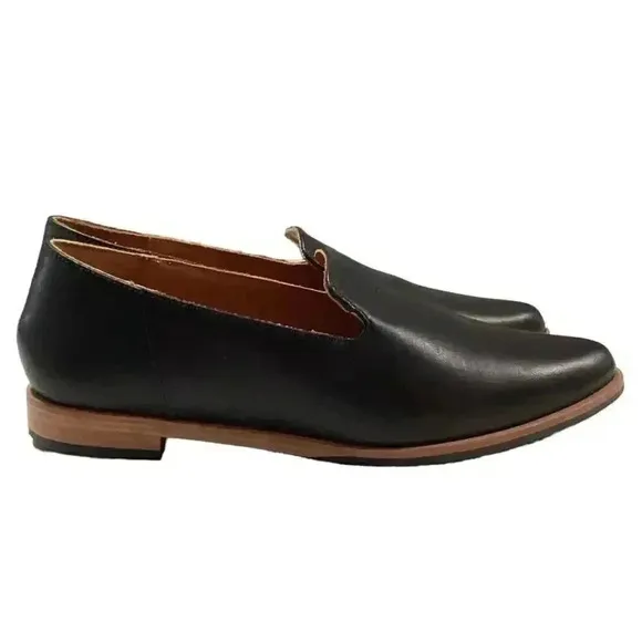 Patina By Portland Leather Goods Womens 6.5 Rounded Loafers Black Slip On Tucson