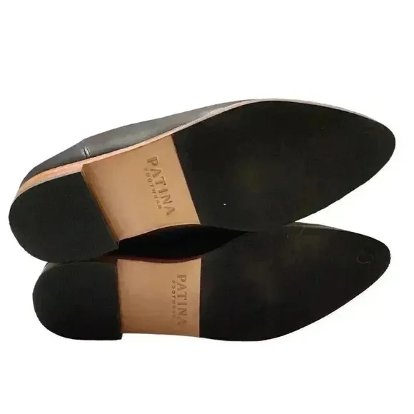 Patina By Portland Leather Goods Womens 6.5 Rounded Loafers Black Slip On Tucson