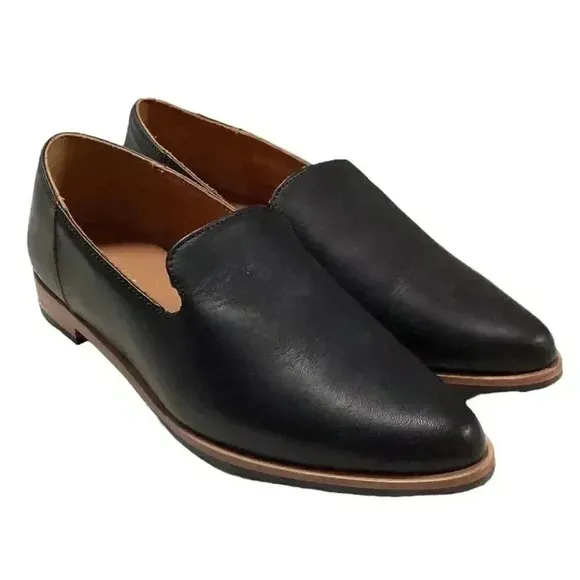 Patina By Portland Leather Goods Womens 6.5 Rounded Loafers Black Slip On Tucson