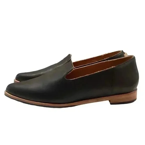 Patina By Portland Leather Goods Womens 6.5 Rounded Loafers Black Slip On Tucson