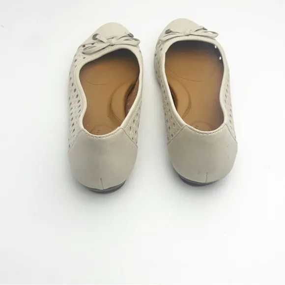 PATRICIA NASH Bettina Bone Laser Side Cutout Bow Detail Ballet Flats, Size 7.5