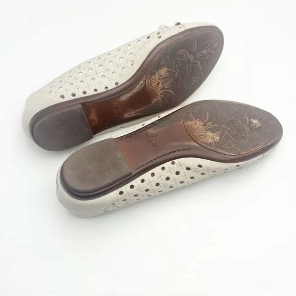 PATRICIA NASH Bettina Bone Laser Side Cutout Bow Detail Ballet Flats, Size 7.5