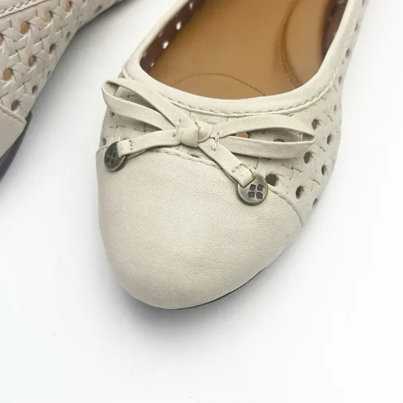 PATRICIA NASH Bettina Bone Laser Side Cutout Bow Detail Ballet Flats, Size 7.5