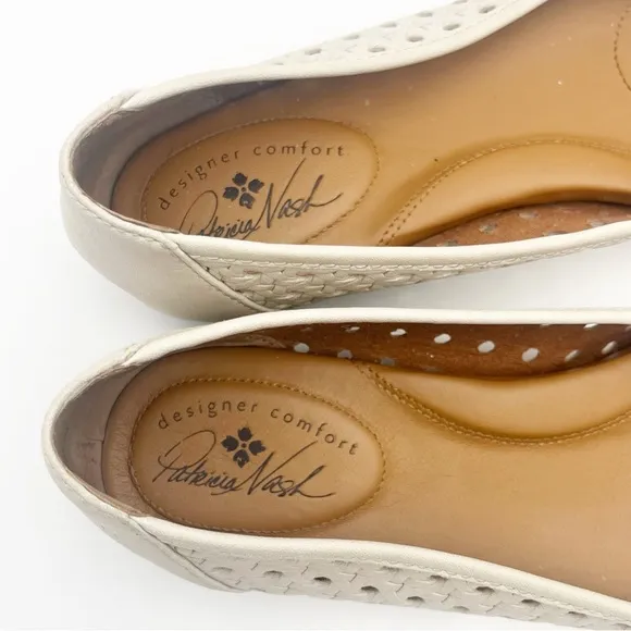 PATRICIA NASH Bettina Bone Laser Side Cutout Bow Detail Ballet Flats, Size 7.5