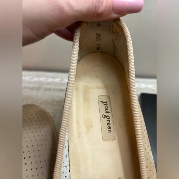 PAUL GREEN Cailey Tan Perforated Platform Loafers Women’s Size 8.5 (6)