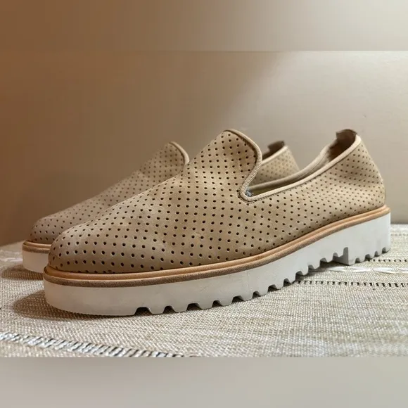 PAUL GREEN Cailey Tan Perforated Platform Loafers Women’s Size 8.5 (6)