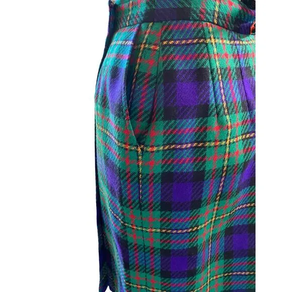 Pendleton Old Money Womens 12 Vintage Wrap Pleated Tartan Plaid Wool Skirt