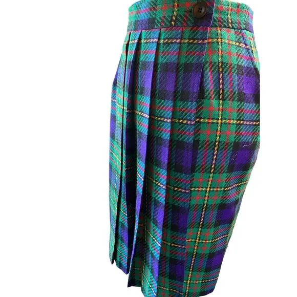 Pendleton Old Money Womens 12 Vintage Wrap Pleated Tartan Plaid Wool Skirt
