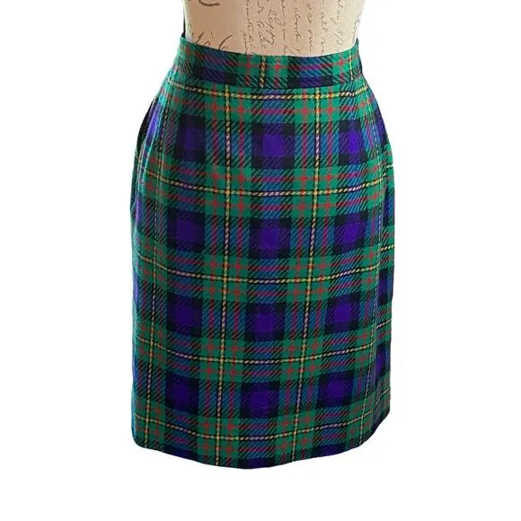 Pendleton Old Money Womens 12 Vintage Wrap Pleated Tartan Plaid Wool Skirt