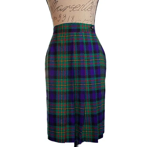 Pendleton Old Money Womens 12 Vintage Wrap Pleated Tartan Plaid Wool Skirt