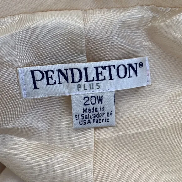 Pendleton Plus 100% Virgin Wool Ivory Cream Blazer NWT 20W