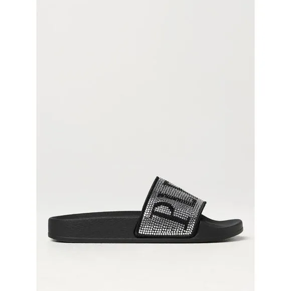 Philipp Plein Rhinestone Embellished Slides Kids Black Footwear