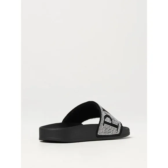Philipp Plein Rhinestone Embellished Slides Kids Black Footwear