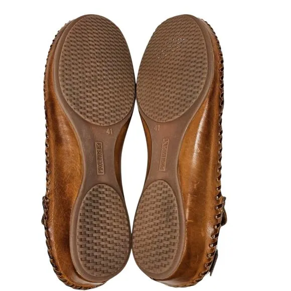 Pikolinos Brown Leather Puerto Vallarta Mary Jane Flats NEW EU 41