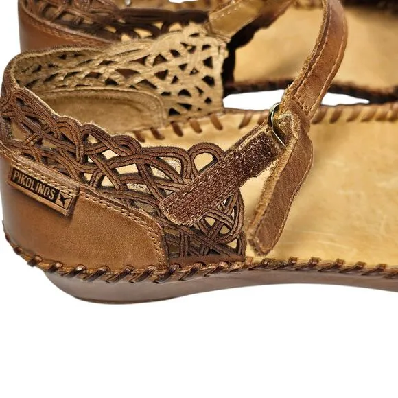 Pikolinos Brown Leather Puerto Vallarta Mary Jane Flats NEW EU 41
