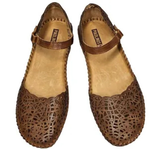 Pikolinos Brown Leather Puerto Vallarta Mary Jane Flats NEW EU 41