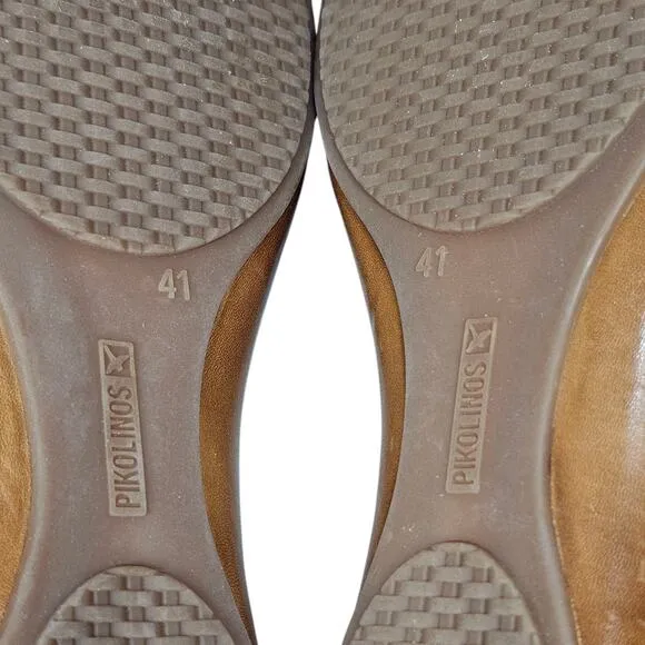Pikolinos Brown Leather Puerto Vallarta Mary Jane Flats NEW EU 41