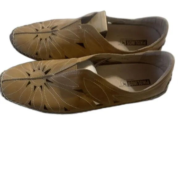 Pikolinos Jerez Brown Leather Moccasin Womans Size 42 US 11 Cut Out Shoes Flats