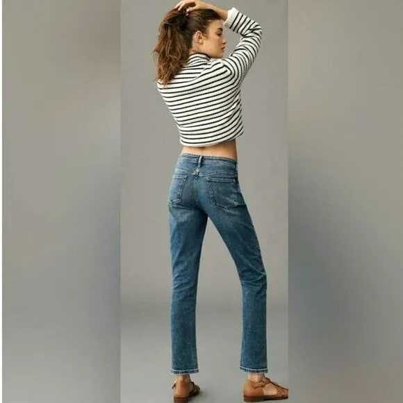 Pilcro Anthropologie Slim Boyfriend Denim Jean Mid Rise Straight Blue Size 27