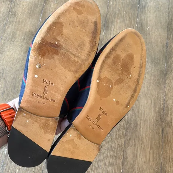 Polo by Ralph Lauren Blue and Red Slippers/Loafers Slip-Ons