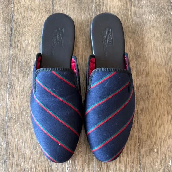Polo by Ralph Lauren Blue and Red Slippers/Loafers Slip-Ons