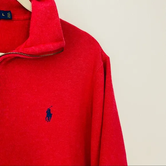Polo Ralph Lauren 100% cotton zip up french rib mock neck sweater