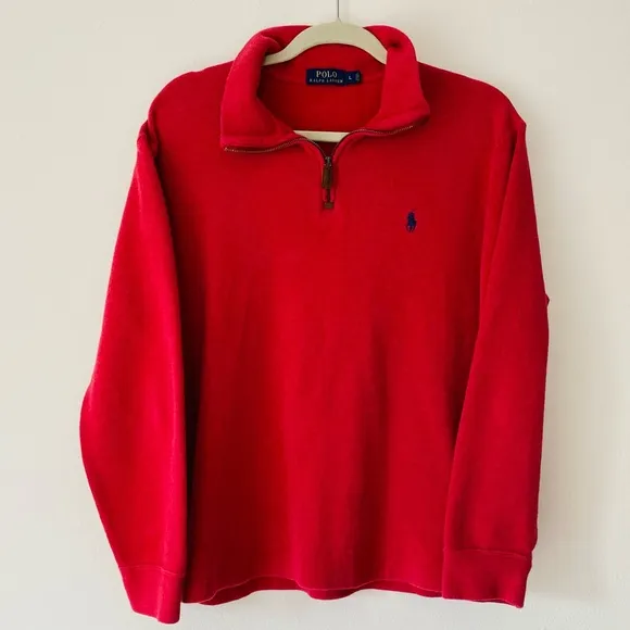 Polo Ralph Lauren 100% cotton zip up french rib mock neck sweater