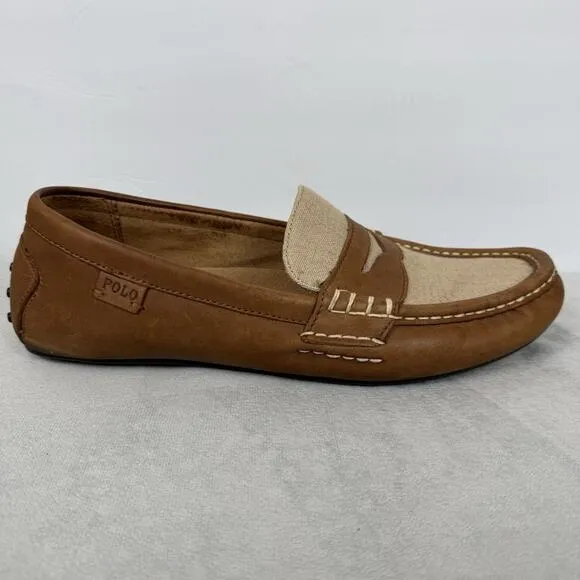 Polo Ralph Lauren Driving Mocs Mens 10.5D Beige Brown Loafers Wes II-SO-DRV