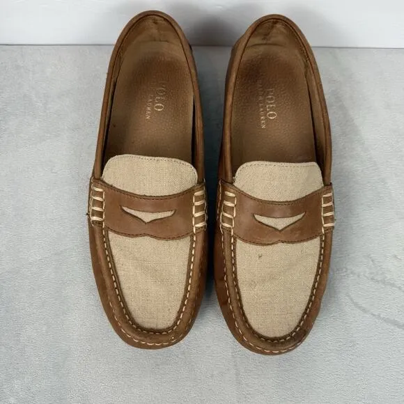 Polo Ralph Lauren Driving Mocs Mens 10.5D Beige Brown Loafers Wes II-SO-DRV