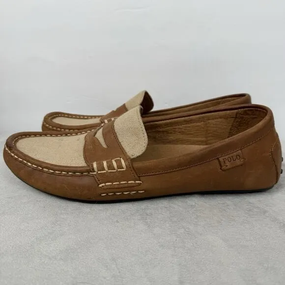 Polo Ralph Lauren Driving Mocs Mens 10.5D Beige Brown Loafers Wes II-SO-DRV