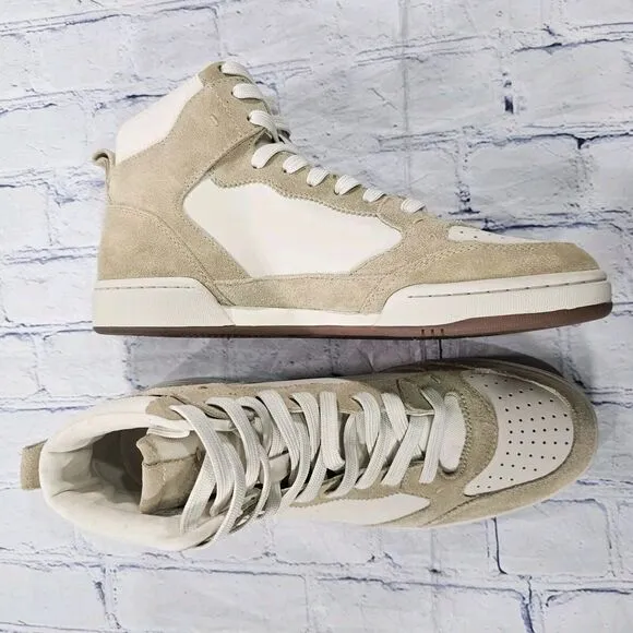 Polo Ralph Lauren MENS SZ 10.5 Court High Top Beige Suede Cow Leather Sneakers