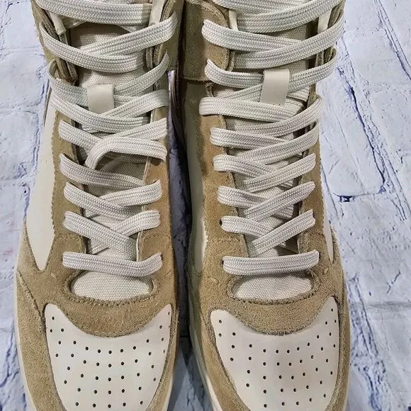 Polo Ralph Lauren MENS SZ 10.5 Court High Top Beige Suede Cow Leather Sneakers