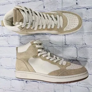 Polo Ralph Lauren MENS SZ 10.5 Court High Top Beige Suede Cow Leather Sneakers