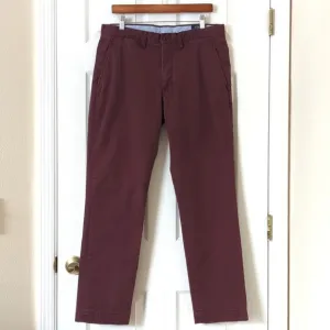 Polo Ralph Lauren Preppy Stretch Straight Fit Twill Chino Pants Burgundy 34/32