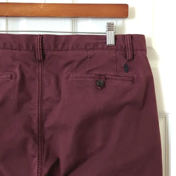 Polo Ralph Lauren Preppy Stretch Straight Fit Twill Chino Pants Burgundy 34/32