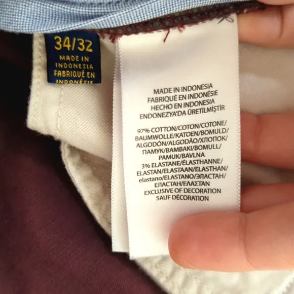 Polo Ralph Lauren Preppy Stretch Straight Fit Twill Chino Pants Burgundy 34/32