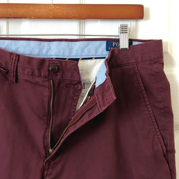 Polo Ralph Lauren Preppy Stretch Straight Fit Twill Chino Pants Burgundy 34/32