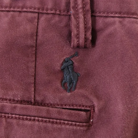 Polo Ralph Lauren Preppy Stretch Straight Fit Twill Chino Pants Burgundy 34/32