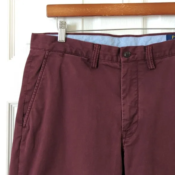 Polo Ralph Lauren Preppy Stretch Straight Fit Twill Chino Pants Burgundy 34/32