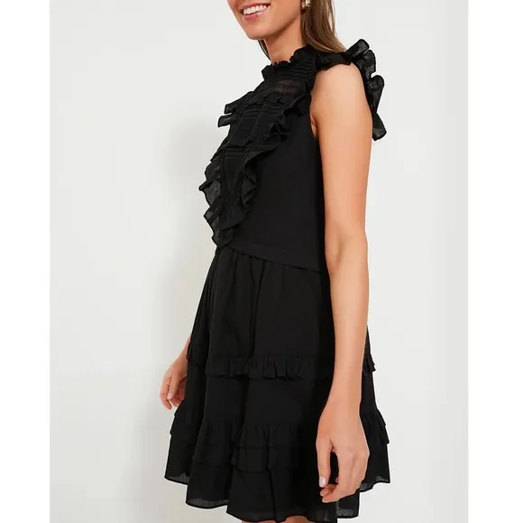POMANDER PLACE Black Cecilia Ruffle Dress